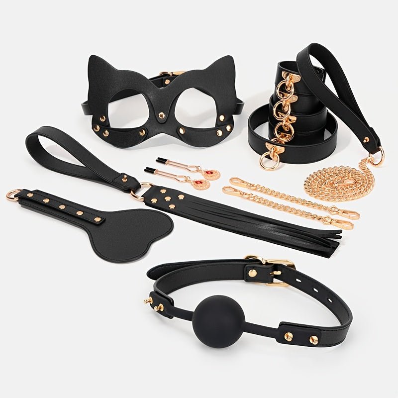 8pcs Leather Cat Ear Mask Set. Sexy Nipple Clip. Wrist Handcuffs. Collar. Drawstring. Edge Whip. Mouth Ball. Love Game Accessories. Sex Toys. Perfect Holiday Gift - My Store8pcs Leather Cat Ear Mask Set. Sexy Nipple Clip. Wrist Handcuffs. Collar. Drawstring. Edge Whip. Mouth Ball. Love Game Accessories. Sex Toys. Perfect Holiday Giftthai - adultMy StoreBlackSet8pcs Leather Cat Ear Mask Set. Sexy Nipple Clip. Wrist Handcuffs. Collar. Drawstring. Edge Whip. Mouth Ball. Love Game Accessories. Sex T