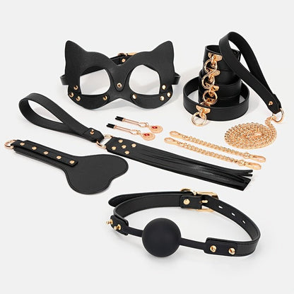 8pcs Leather Cat Ear Mask Set. Sexy Nipple Clip. Wrist Handcuffs. Collar. Drawstring. Edge Whip. Mouth Ball. Love Game Accessories. Sex Toys. Perfect Holiday Gift - My Store8pcs Leather Cat Ear Mask Set. Sexy Nipple Clip. Wrist Handcuffs. Collar. Drawstring. Edge Whip. Mouth Ball. Love Game Accessories. Sex Toys. Perfect Holiday Giftthai - adultMy StoreBlackSet8pcs Leather Cat Ear Mask Set. Sexy Nipple Clip. Wrist Handcuffs. Collar. Drawstring. Edge Whip. Mouth Ball. Love Game Accessories. Sex T