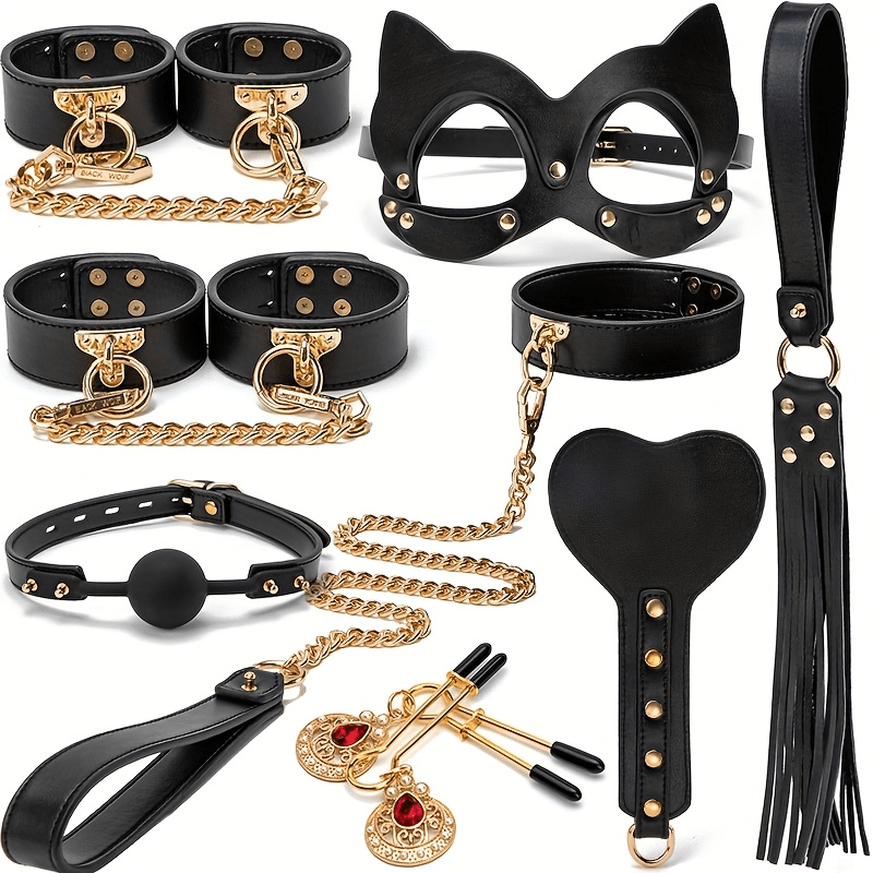 8pcs Leather Cat Ear Mask Set. Sexy Nipple Clip. Wrist Handcuffs. Collar. Drawstring. Edge Whip. Mouth Ball. Love Game Accessories. Sex Toys. Perfect Holiday Gift - My Store8pcs Leather Cat Ear Mask Set. Sexy Nipple Clip. Wrist Handcuffs. Collar. Drawstring. Edge Whip. Mouth Ball. Love Game Accessories. Sex Toys. Perfect Holiday Giftthai - adultMy StoreBlackSet8pcs Leather Cat Ear Mask Set. Sexy Nipple Clip. Wrist Handcuffs. Collar. Drawstring. Edge Whip. Mouth Ball. Love Game Accessories. Sex T
