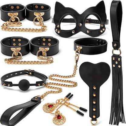 8pcs Leather Cat Ear Mask Set. Sexy Nipple Clip. Wrist Handcuffs. Collar. Drawstring. Edge Whip. Mouth Ball. Love Game Accessories. Sex Toys. Perfect Holiday Gift - My Store8pcs Leather Cat Ear Mask Set. Sexy Nipple Clip. Wrist Handcuffs. Collar. Drawstring. Edge Whip. Mouth Ball. Love Game Accessories. Sex Toys. Perfect Holiday Giftthai - adultMy StoreBlackSet8pcs Leather Cat Ear Mask Set. Sexy Nipple Clip. Wrist Handcuffs. Collar. Drawstring. Edge Whip. Mouth Ball. Love Game Accessories. Sex T