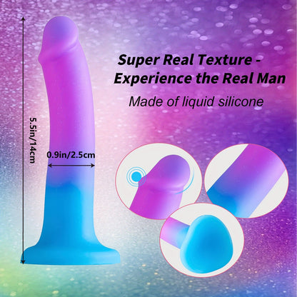 5.5 Soft Silicone Dildo - Flexible Anal Plug with Suction Cup for Hands-Free Play. Beginner-Friendly. Latex-Free Adult Sex Toy for Women and Couples
