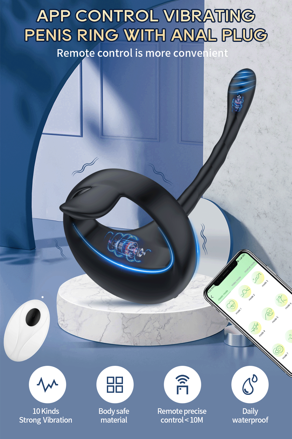 แหวนอวัยวะเพศชาย Anal Butt Plug ชายต่อมลูกหมากนวด App รีโมทคอนโทรลไร้สายระยะไกล Cockring Vibrator Masturbator ผู้ใหญ่เซ็กซ์ทอยสำหรับชาย
