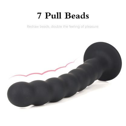 Anal Plug Prostate Massager Sex Products Vaginal Stimulator with Strong Sucker Silicone Bead Dildo Sex Toys for Man and Woman