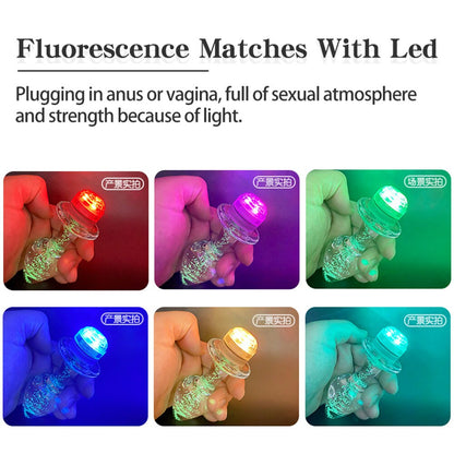 คริสตัล Anal Plug Vibrator Luminous Glass ปลั๊กไฟ LED รีโมทคอนโทรล Dildo ช่องคลอด Anal ของเล่นนวด Buttplugs