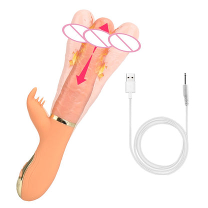 Automatic Telescopic Inflated Heated Dildos Women Vibrator Clitoris Licks Vagina Massage Anal Plug Erotic Toys for Sex Big Penis