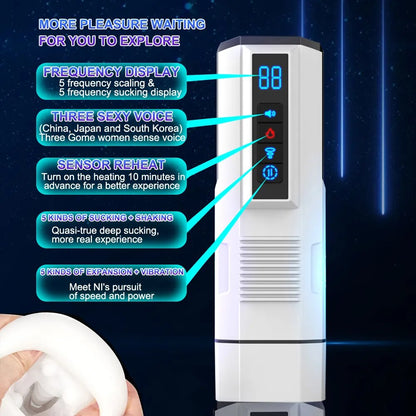Automatic Telescopic Male Masturbator Cup Sucking Vibrating Masturbation Machine Vagina Pusssy Blowjob Adult Sex Toys for Men