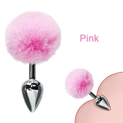 Bunny Tail Fur Butt Anal Plug Toy Stainless Steel Smooth Touch Metal Butt Plug Sex Toys for Woman Men Gay Adult Sex Products