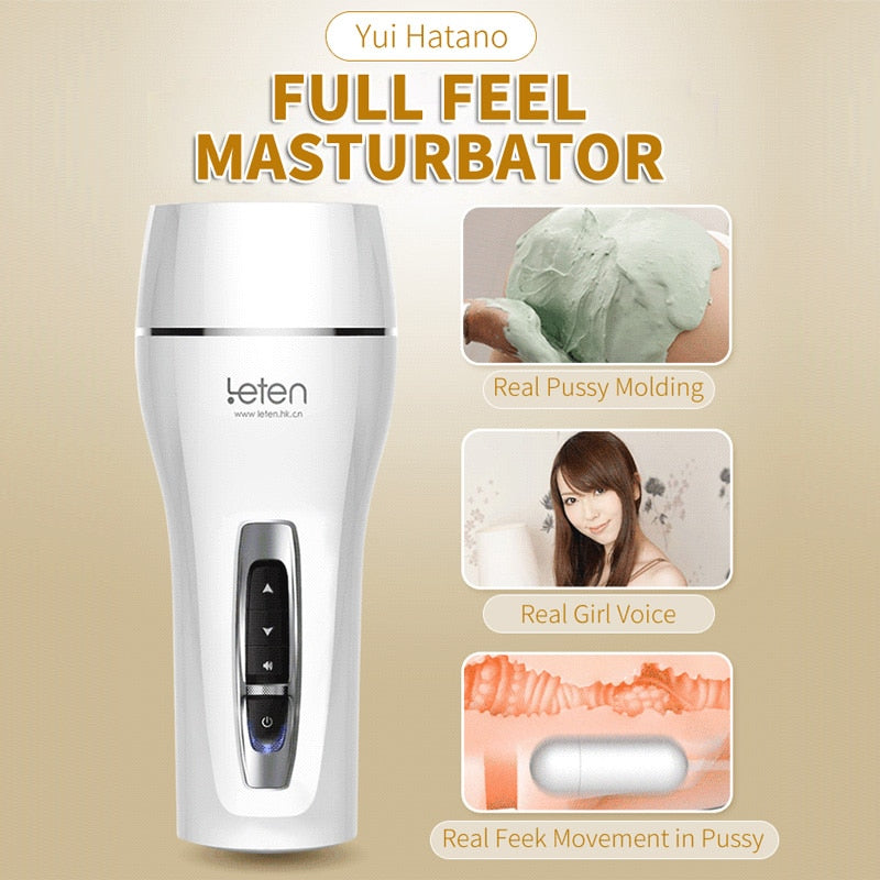 DRAIMIOR Leten Yui Hatano Pussy Masturbator for Male Interactive Voice 10 Mode Vibration Aircraft Cup Adult Sex Toys