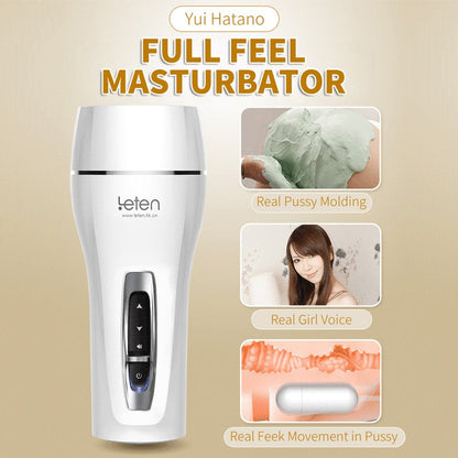 DRAIMIOR Leten Yui Hatano Pussy Masturbator for Male Interactive Voice 10 Mode Vibration Aircraft Cup Adult Sex Toys