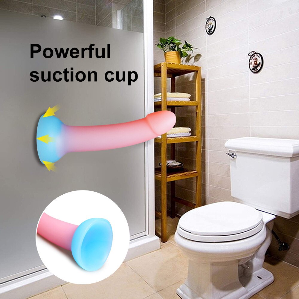 ขนาดใหญ่ส่องสว่าง Dildo Anal เซ็กซ์ทอย Butt Plug สำหรับผู้หญิงคู่ซิลิโคนเรืองแสงอวัยวะเพศชายดูดถ้วยผู้ใหญ่เร้าอารมณ์ผลิตภัณฑ์