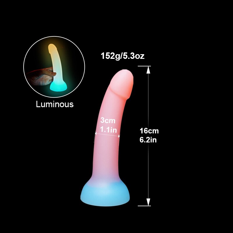 ขนาดใหญ่ส่องสว่าง Dildo Anal เซ็กซ์ทอย Butt Plug สำหรับผู้หญิงคู่ซิลิโคนเรืองแสงอวัยวะเพศชายดูดถ้วยผู้ใหญ่เร้าอารมณ์ผลิตภัณฑ์