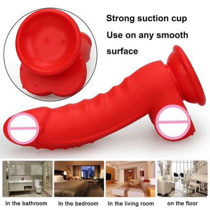 สีแดง Dildo Anal Sex-ของเล่น Masturbator สำหรับผู้หญิงเกย์ Liquid Dildos ซิลิโคนดูดถ้วย Butt Plug Anus Sex ของเล่น vagina Stimulator