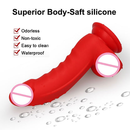 สีแดง Dildo Anal Sex-ของเล่น Masturbator สำหรับผู้หญิงเกย์ Liquid Dildos ซิลิโคนดูดถ้วย Butt Plug Anus Sex ของเล่น vagina Stimulator