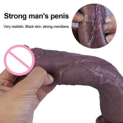 ผิวสีดำจริง Dildo นุ่มเซ็กซี่ขนาดใหญ่อวัยวะเพศชายที่สมจริง Cock หญิง Masturbator G-Spot Anal Sex ของเล่นสายรัดขนาดใหญ่ Dick สำหรับสตรี