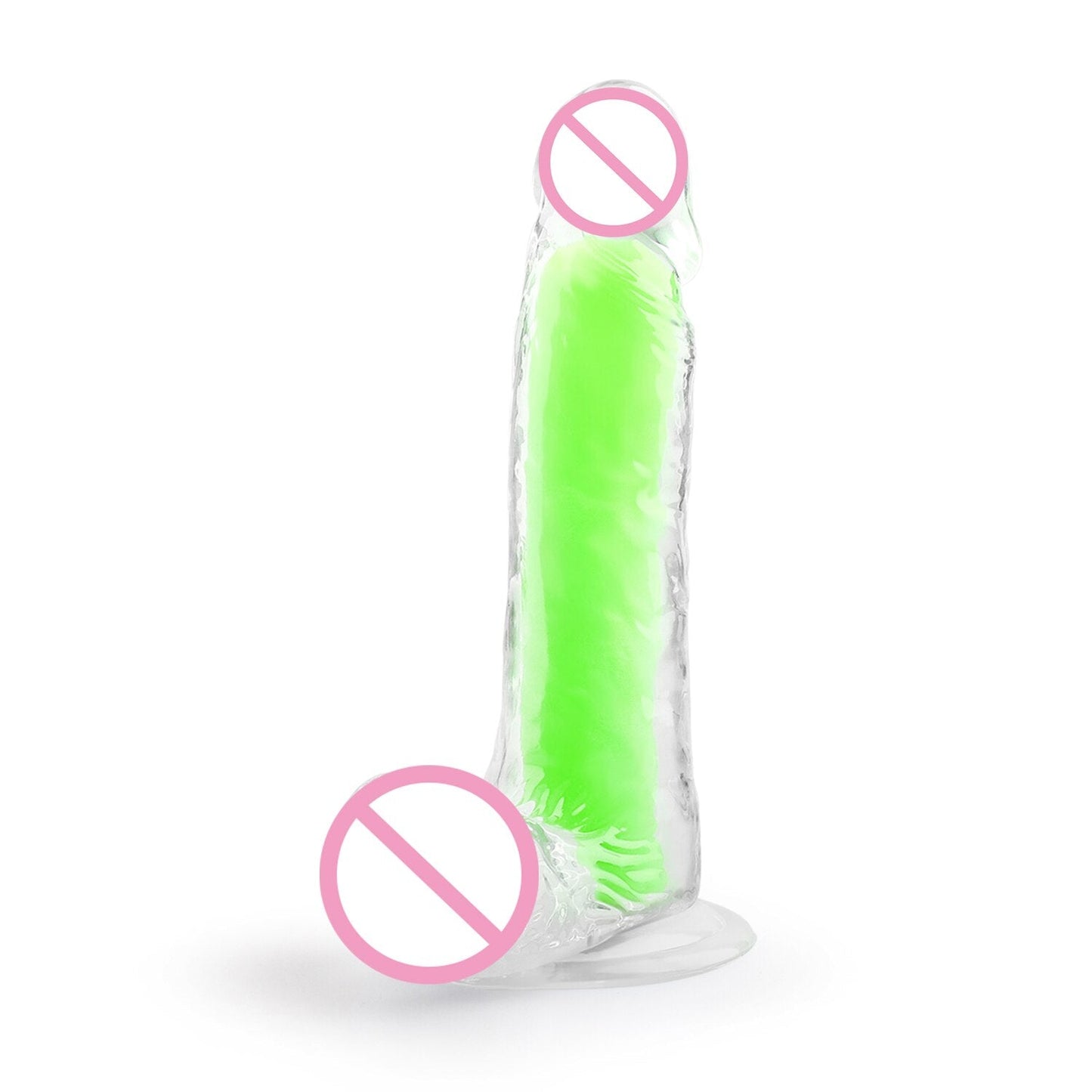 เลสเบี้ยน Dildo ดูดถ้วยสมจริง Penis สำหรับผู้หญิงช่องคลอด Clitoris Stimulator หญิง Masturbator Noctilucent เซ็กซ์ทอย