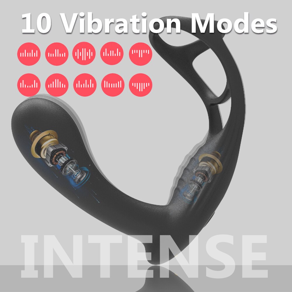 Dual Vibrator Butt Plug ชาย Prostate Massager กับแหวน Cock Anal เซ็กซ์ทอยสำหรับ Man Rechargeable ผู้ใหญ่คู่ Eroitc ผลิตภัณฑ์