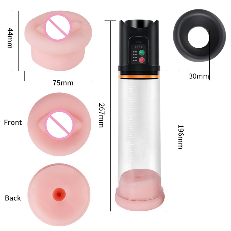Electric Penis Pump Male Masturbator USB Charging Automatic Penis Extender Vacuum Pump Penile Enlarger Erection Sex Toys for Men