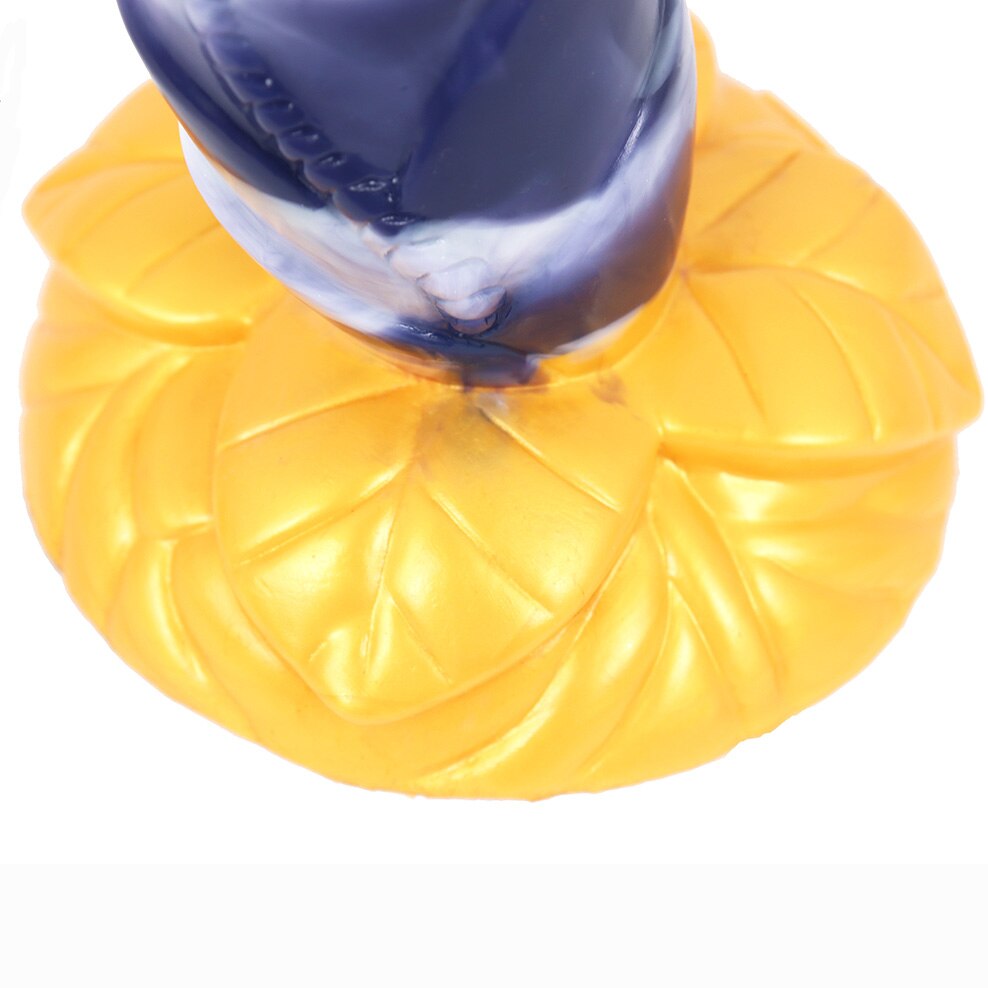 FAAK Large Base Butt Plug Blue and Gold Bud Shape Ribbed Anal Sex Toys with Suction Cup Adult Erotic Products Couple Flirting