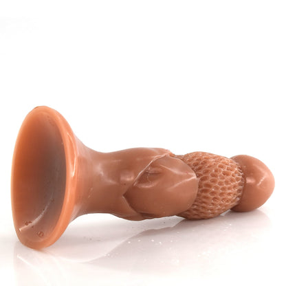 FAAK Mushroom Shape Anal Plug with Suction Cup Dual Layer Silicone Dildos Butt Sex Toys Skin Color Honeycomb Surface Stimulate