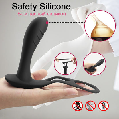 ชายนวดต่อมลูกหมาก Vibrator Anal Butt Plug แหวนคู่ไร้สาย Vbrators Delay Ejaculation เซ็กซ์ทอยสำหรับเกย์