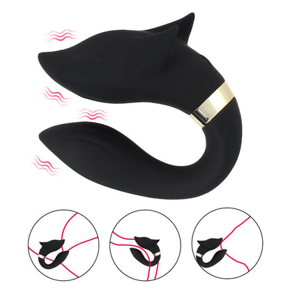 FOX Vibrator Clitoris Stimulator Double-headed Vibration Ring Wearable Couple Resonant 9 Mode Sex Toy for Women