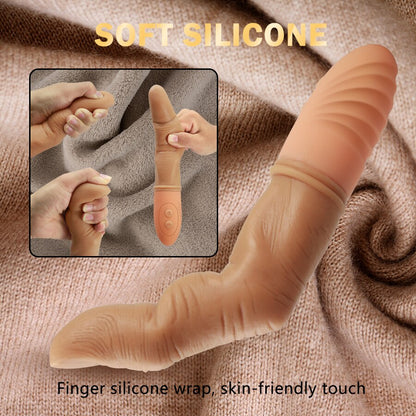 ที่มีประสิทธิภาพ Finger Vibrator สำหรับผู้หญิง G Spot กระตุ้นช่องคลอดเครื่องนวดความร้อนซิลิโคนนิ้วมือ Dildo Masturbator ของเล่นสำหรับผู้ใหญ่