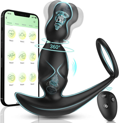 Gelugee App Anal Plug Vibrator เซ็กซ์ทอยสำหรับชาย Prostate Massager 360องศากระตุ้นชาย Buttplug ด้วยแหวน Cock