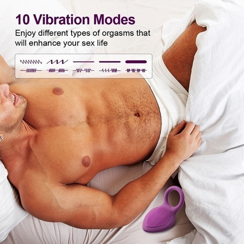 Penis Ring Vibrating Clitoris Stimulator G Spot Sex Toys for Couple Vibro Delay Lick Vagina Orgasm Lock Fine Sleeve Vibrator