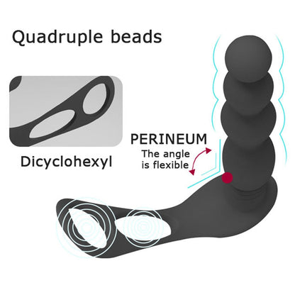 Silicone Anal Butt Plug  Pull Beads with Cock Ring Prostate Massager Anal Balls Vibration Heating  Erotic Anal Sex Toy for Adult