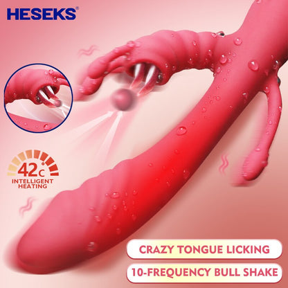 การสั่นสะเทือนนวด G-Spot Clitoral ช่องคลอดกระตุ้นลิ้นเลีย Vibrators สำหรับผู้หญิง