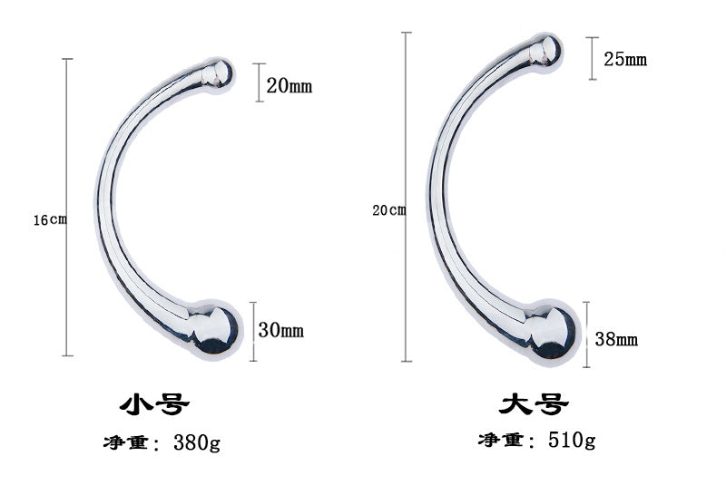 Double Ended Stainless Steel G Spot Wand Massage Stick Pure Metal Penis P-Spot Stimulator Anal Plug Dildo Sex Toy for Women Men