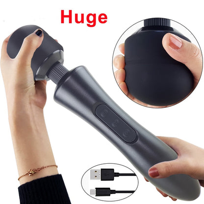 Huge Magic Wand Vibrators for Women. USB Charge Big AV Stick Female G Spot Massager Clitoris Stimulator Adult Sex Toys for Woman