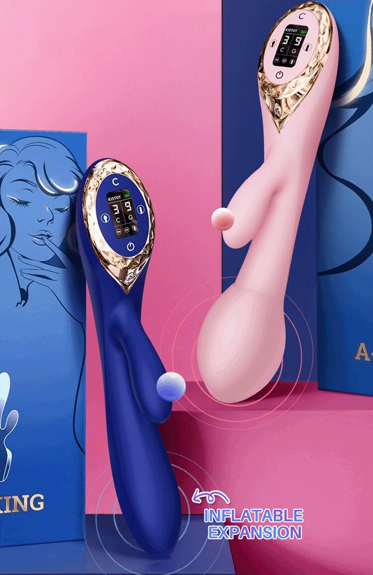 KISTOY A-King Series ฟังก์ชั่นเครื่องสั่นสะเทือนที่มีประสิทธิภาพ Clitoris G Spot Stimulator ที่สมจริงความร้อน Dildo เซ็กซ์ทอยสำหรับสตรี