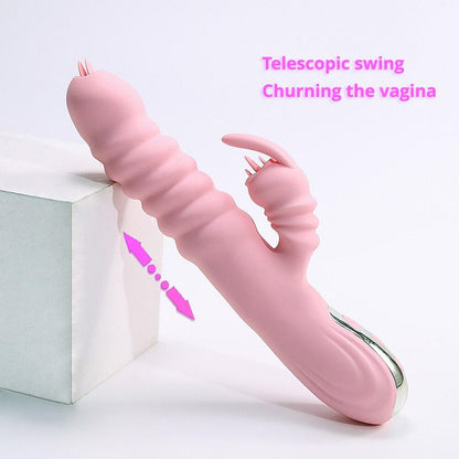 Licking Vibrating Rabbit Vibrator Telescopic Vibrator Swing Heating Fidget Pink Adult Product Sex Toys For Woman Masturbator