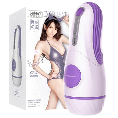 LeTen Masturbator Automatic Retractable Heating Cup Deep Throat Blowjob Masturbation Sucking Thrusting Vibrator Sex for Adult