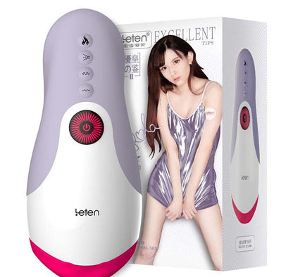 LeTen Masturbator Automatic Retractable Heating Cup Deep Throat Blowjob Masturbation Sucking Thrusting Vibrator Sex for Adult