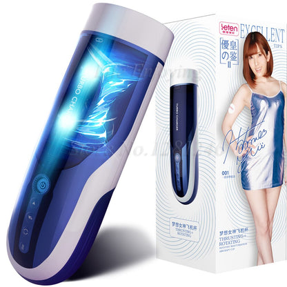 Leten Male Masturbation Cup Silicone Vagina Automatic Telescopic Piston Rotating Interactive Sex Moaning Sex Machine Toy for Men