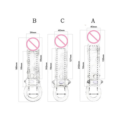 Man Penis Extender Dildo Sex Toys Condones  Realistic Condoms for Men Penis Vibrator Sleeve Reusable Vibe Condoms Extend