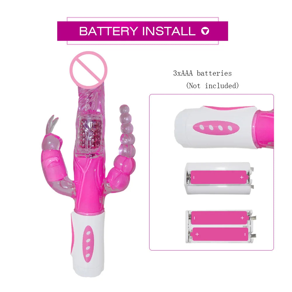 Masturbator Anal Plug Rabbit Vibrator for Women Vagina G-Spot Clitoris Stimulator Rotating Powerful Dildo Massage Adult Sex Toy