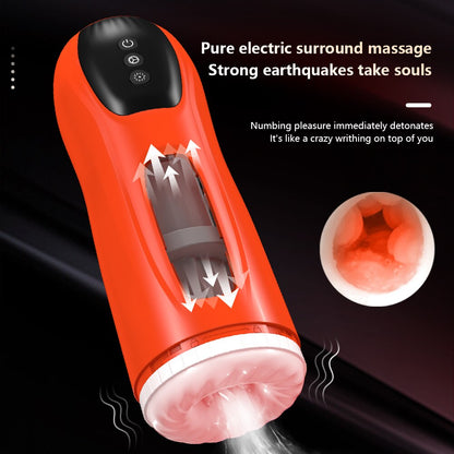 ไฟฟ้า Masturbator อัตโนมัติที่มีประสิทธิภาพ Sucks Telescopic ความร้อนช่องคลอดอมควย Moaning Masturbation ถ้วยเซ็กซ์ทอยสำหรับชาย
