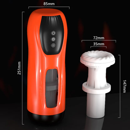 ไฟฟ้า Masturbator อัตโนมัติที่มีประสิทธิภาพ Sucks Telescopic ความร้อนช่องคลอดอมควย Moaning Masturbation ถ้วยเซ็กซ์ทอยสำหรับชาย
