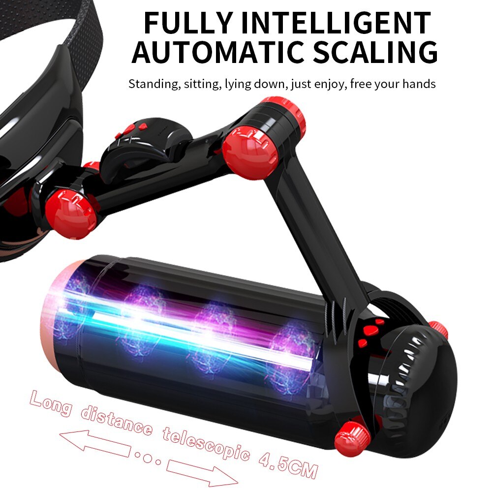 New Automatic Telescopic Wearable Male Masturbator Adjustable Articulate Arm Oral Anal Sex Machine Sex Toys for Men Masturbation