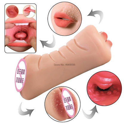 นุ่มลิ้นซิลิโคนผู้ชายช่องคลอดเพศของเล่นพ็อกเก็ตหีชาย Oral Masturbation อุปกรณ์สำหรับผู้ใหญ่ผู้ชาย3D Masturbation ของเล่นผู้ใหญ่