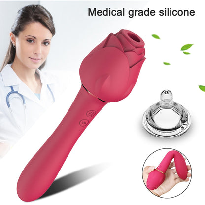 Powerful Rose Vibrator for Women Clitoris Nipple Clit Sucker Vacuum Stimulator Dildo Vibrators Female Sex Toys for Adults 18