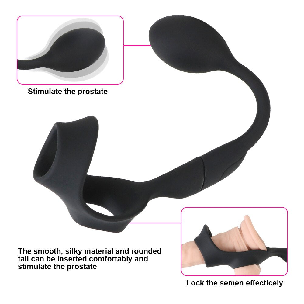 Prostate Massager Anal Plug Delay Ejaculation Ring Sex Toys for Men 10 Speed Male Prostate Stimulator Waterproof Butt Plug