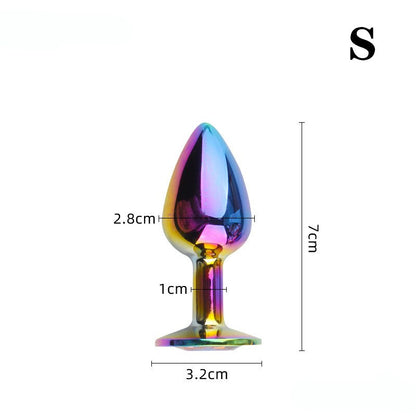 Rose Gold Rainbow Heart Shape Crystal Metal Anal Beads Butt Plug Jewelry Ass Small Medium Size Set Sex Toy for Female Male M-21