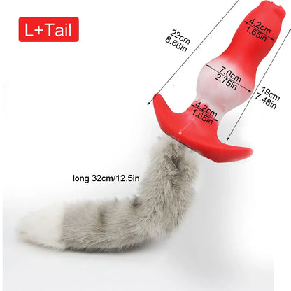 Adult Sex Games Anal Plug With Tail Soft Silicone Dog Knot Butt Plug Wearable Tail Detachable Cosplay Sex Toys For Women Men