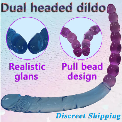 Two sizes of long double-headed dildos. double-sided crystal dildos. for anal and G-spot stimulation. unisex