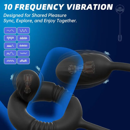 Cock Ring with Prostate Massager Anal Vibrator Silicone Pleasure Penis Ring Anal Butt Plug for Men Couples Adult Sex Toys