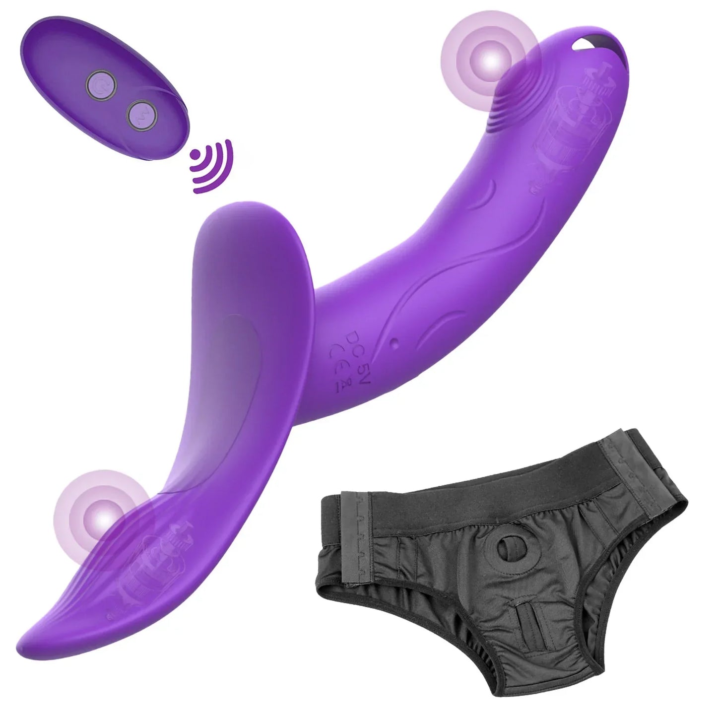 7 Speeds Wearable Double Vibrators For Women Lesbian Couples USB Rechargeable Strapless Strap on Dildo Female Adults Sex Toys